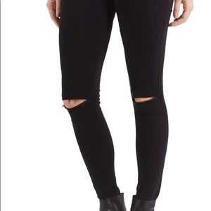 Topshop Moto Leigh black ripped skinny Jean sz 24